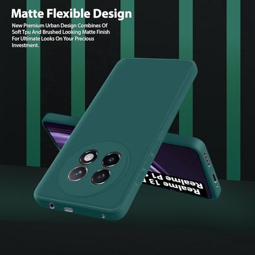 Image of LIRAMARK Silicone Soft Back Cover Case for Realme 13 Plus 5G / Realme P1 Speed 5G (Green)