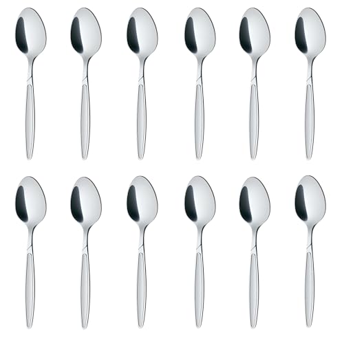 HöHscheid Teelöffel 12 Stück, Edelstahl Dessertlöffel 14 cm Hochglanzpoliert Eierlöffel für Haus Restaurant Schule Outdoor...