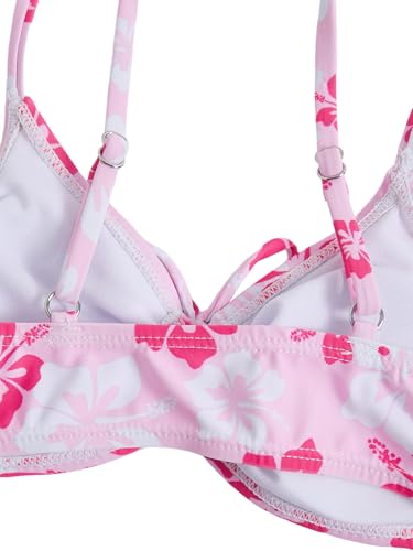 Image of COZYEASE Girls' 2 Piece Ditsy Floral Print Knot Front Ruched Triangle Bikini Swimsuit