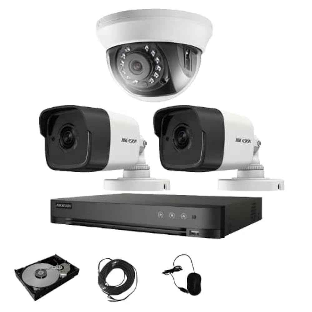 HIKVISION 防犯カメラ3台録画機キット 未使用 HDD2TB付属 HIKVISION 防犯カメラ3台録画機キット 未使用 HDD2TB付属