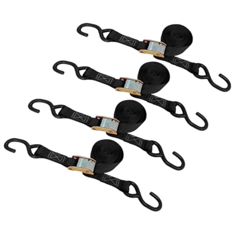 Mega Cargo Control - 1" x 6' Heavy Duty Cam Buckle Tie-Down with Black Coated S Hooks - WLL 400 lbs. 4 Pack Cover