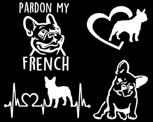 Frenchie Decals 4 Pack: Pardon My French, French Bull Dog Heart, ...
