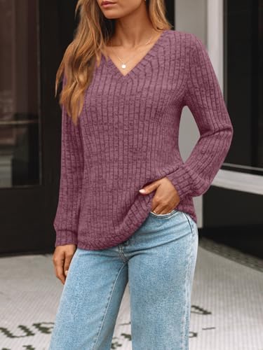 AUTOMET Womens V Neck Long Sleeve Shirt Fall Fashion Tops Tunic Dressy Casual Sweater Clothes Cute Trendy Work Outfits 2026
