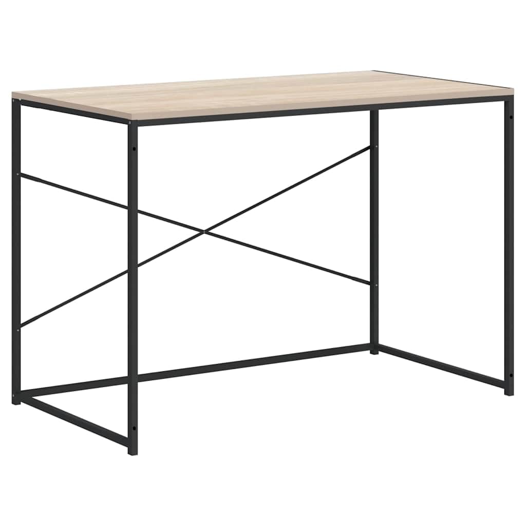 Stolik komputerowy o wyglądzie czarnego dębu, 110 x 60 x 70 cm, materiał drewnopochodny z metalowym stelażem, stół do gabinetu i gier, stabilne biurko do biura i domu