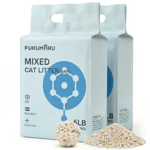 FUKUMARU Tofu Cat Litter, Super Ultra Absorbent, 12 LBS Clumping Cat Litter, Flushable, Natural, Lightweight, 99.9% Dust Free, Quick Clumping, Low Tracking, Odor Control (6lb x 2 Packs)