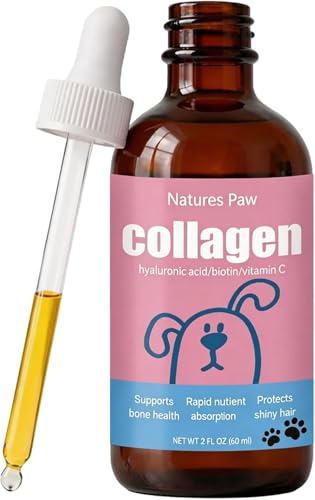 ZOVOST Natures Paw Liquid Collagen for Dogs Biotin Hyaluronic Acid & Vitamin C Hip and Joint Support Healthy Skin & Coat 60ml