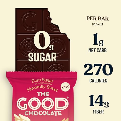 THE GOOD CHOCOLATE – Himalayan Salt Dark Chocolate Bars with Zero Sugar & Lower Net Carbs – Keto Chocolate Bar with Lower Calories, All Natural and Non-GMO Keto Snacks, 2.5 oz (2 Bars Starter Pack)