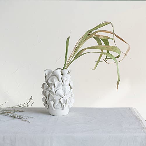 Creative Co-Op Handmade Organic Stoneware Sculpted, White Reactive Glaze Vases, 7" L X 7" W X 11" H #TOP2