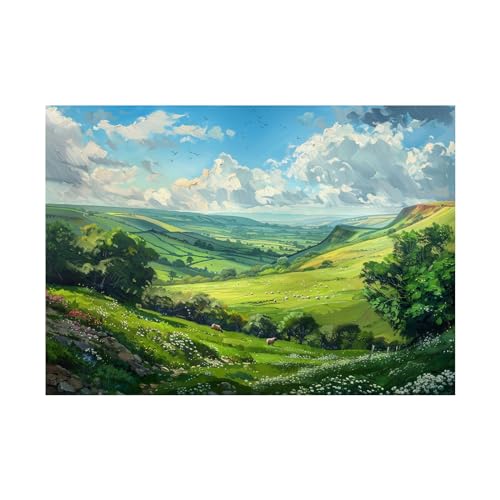 Tableau decoration murale paysage herbeux pour habiller grand mur vide