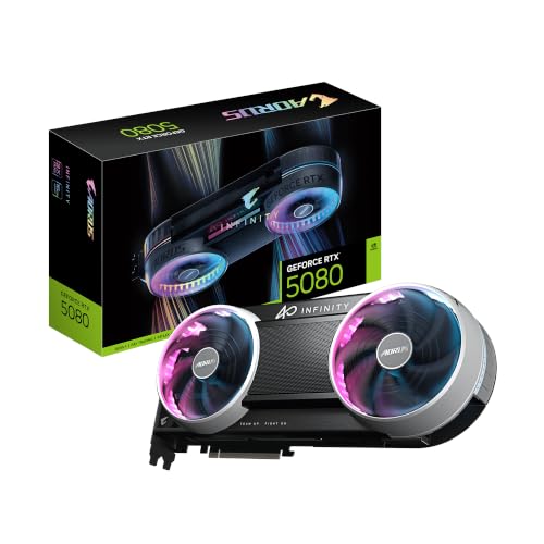 Image of GIGABYTE AORUS GeForce RTX 5080 Infinity 16G Graphics Card, 16GB 256-bit GDDR7, PCIe 5.0, WINDFORCE HYPERBURST Cooling System, GV-N5080AORUS IF-16GD Video Card