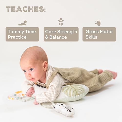Image of Taf Toys Ergonomic Tummy Time Support Toy with Teether and Rattle - Soft and Supportive Baby Toy for Enhanced Motor Skills Development
