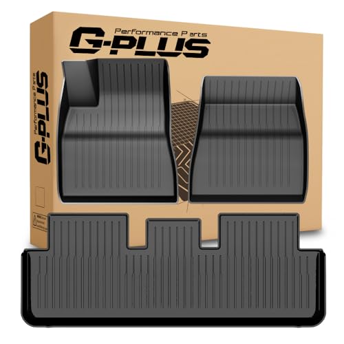 G-PLUS Floor Mats 3PCS, Fit for Tesla Model 3 Highland 2024 2025, 1st & 2nd Row Full Set, All Weather Protection TPE Floor Liners Black 2024-2025|Fit Tesla Model 3 Highland|3PCS