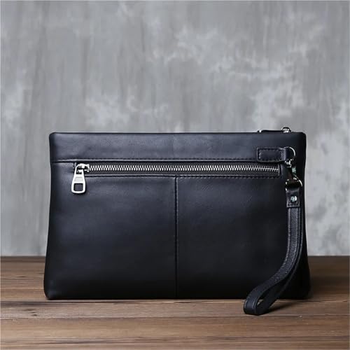 Bolso de mano de negocios portadocumentos de piel auténtica tipo sobre simple 4
