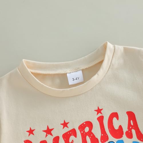 Image of Kids Toddler Girls 4th of July T-Shirt Short Sleeve Patriotic Coquette Bow American Flag Independence Day Top