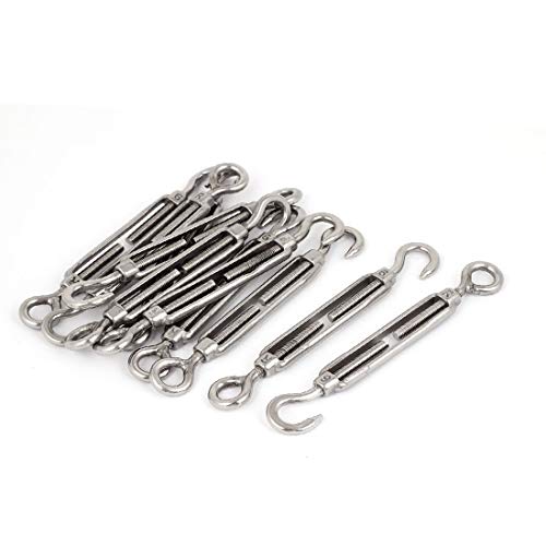 FIYA Turnbuckle Gancho Ojo M6 1/4" Ajustable Acero Inoxidable 145 mm 10 piezas