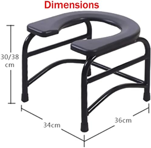 Portable Non-Slip Backless Commode Chair - Steel Tube Design for Travel, Camping & Outdoor Use - Lightweight Mobile Bedside Toilet (30cm, Model B)