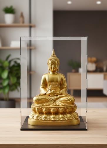 Image of RAPAL Clear Acrylic Display Case, 7 x 7 x 11 inch Self Assemble Small Display Box Stand with Black Base, Dustproof Protection Showcase for Collectibles Memorabilia Figurines