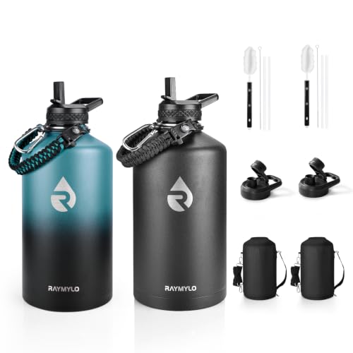 Image of RAYMYLO One Gallon Water Bottle Insulated 128 oz 2 Pack, Stainless Steel