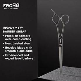 Alternative view of Fromm Invent 7.25" Barber Shears for Over-Comb Cutting, Gunmetal Heat Treated Steel with Beveled Blade and Smooth Edge
