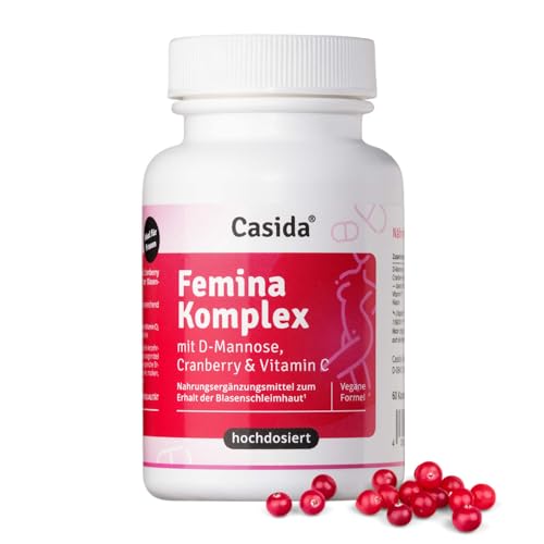 Casida Femina Komplex mit D-Mannose, Cranberry, Vitamin C & Niacin – 60 vegane Kapseln, Nahrungsergänzung für Blase, Harnwege & normale Schleimhäute*