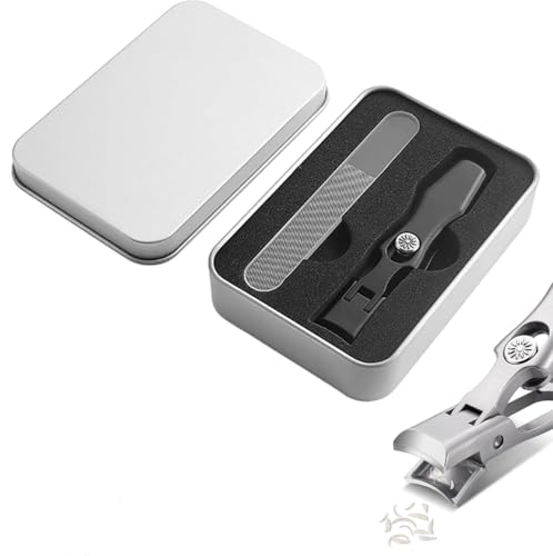 Nail Clippers with Catcher, Angled Head Precision Toenail Clipper, Extra Large Toenail Toe Nail Clippers, Stainless Steel Wide Jaw Opening No Splash Fingernail Cutters (Black)