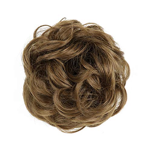MYCHANSON 1 pack Girl Curly Messy Ponytail Holder Hairpiece Wig Hair Ring Bun High temperature silk curling ring(Brown)