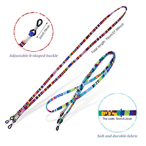 Sunglasses Eyeglass Lanyard, 7 Pcs Adjustable Glasses Rope, Universal Glasses Strap, Twine Glasses Strap, Non-Slip Cord Eyewear Women, Men Glasses Neck Lanyard, Glasses Chain, Multicolored