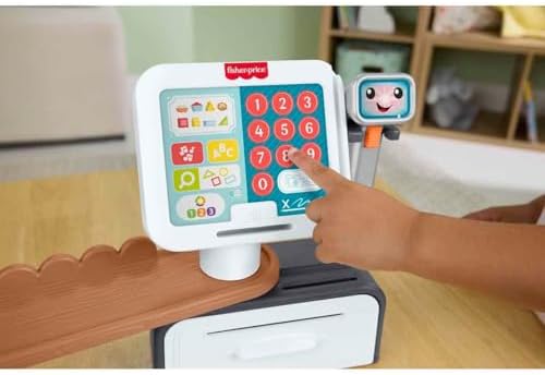 Fisher-Price Eğlen ve Öğren Market Kasası oyun seti, birden fazla dil desteğiyle yürüme çağındaki 2 yaş ve üzeri çocuklar için 20 parça içeren, JGW99 - Görsel 5