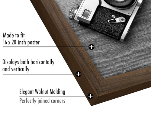Image of Americanflat 16x20 Poster Frame - Walnut Engineered Wood with Polished Plexiglass - Wide Picture Frame for Vertical or Horizontal Wall Display - Epic Collection - Walnut