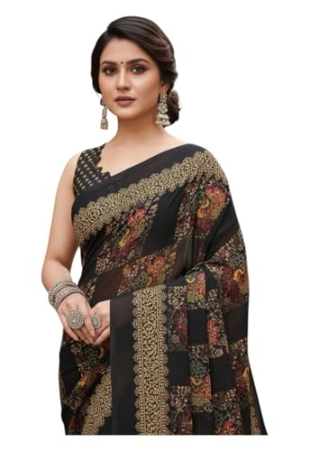 Image of Yashika Women's Georgette Printed Saree with Blouse Piece for Traditional Ethinic Wear Sari