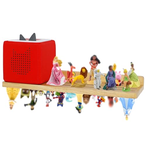 Image of PHOENANCEE for Tonies Shelf Magnetic,for Tonie Figures Wall Shelves,for Toniebox Shelf Audio Toy Figurine Holder Organizer (Storage 36 Character),Compatible Charging Station for Kid's Room,Oak,1 Tier