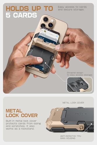 Image of SUPCASE for MagSafe Wallet with Stand, Magnetic Wallet for Men, [Hold 5 Cards] [Adjustable Stand] [RFID Blocking] Phone Stand Credit Card Holder Tripod for iPhone 17 /16 /15 /14 /13 /12 Series, Desert