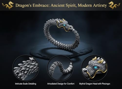 Pulsera de Dragón Plata para Hombre 7.87 pulg miniatura 6