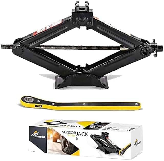 Amvia Scissor Jack for Car - 1.5 Ton (3,300 lbs) | Car Jack Kit - Tire Jack | Portable, Ideal for SUV and Auto - Smart Mec...
