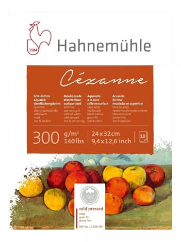 Hahnemuhle Cezanne Watercolor Block Matte Surface 9.5x12.5 Inches 300gsm 10 Sheets,White