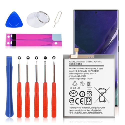 Batterie de rechange 5200 mAh pour Samsung Galaxy Note 20 Ultra 5G – Batterie de rechange améliorée à 0 cycle compatible avec les modèles...