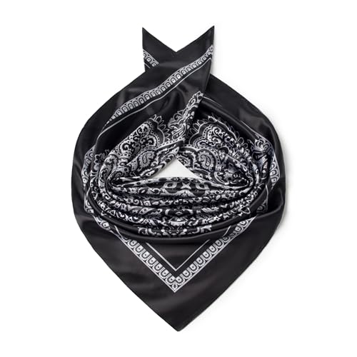Image of 35 inch Men's Silk Cowboy Scarf - Oversized Western Bandana Neckwear, Large Square Scarf with Gift Packaging