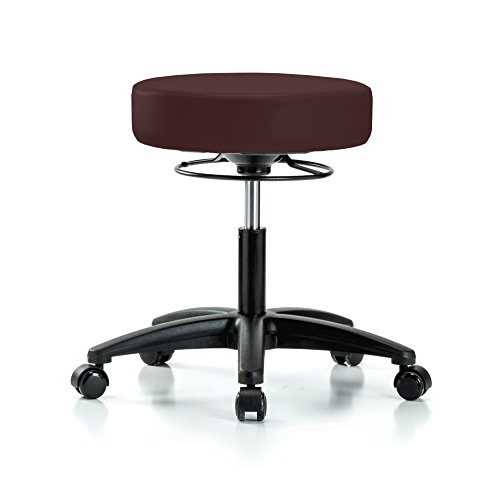 Perch 360 Degree Rolling Height Adjustable Massage Therapy Swivel Stool for Carpet Or Linoleum - Desk Height - 300-Pound Weight Capacity - Adjustable Rolling Stool with Wheels (Burgundy Fabric)