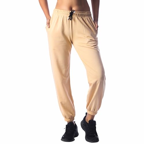 Image of London Hills Women's High Rise Cotton Blend Regular Fit Joggers Track Pants Solid Track Pants