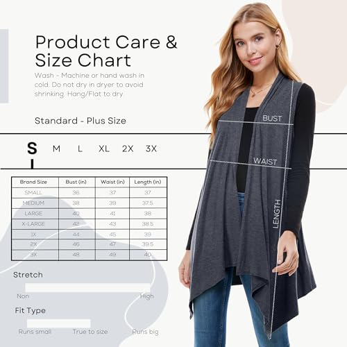 Image of Azules Sleeveless Cardigan for Women, Soft Lightweight Duster Open Front Sleeveless Long Cardigan Vest (3 Pack)