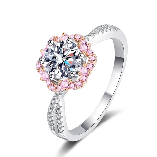 Bague moissanite rose D VVS1 en argent 925, l'éclat haute joaillerie