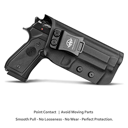 Beretta 92FS 92A1 96A1 Holster IWB / OWB Kydex Holster For Beretta 92 FS / 92 A1 / 96 A1 Pistol Accessories- Inside / Outside Waistband Concealed Carry - Adj. Width Height Retention Cant, Cover Mag-Button, Entrance Widened