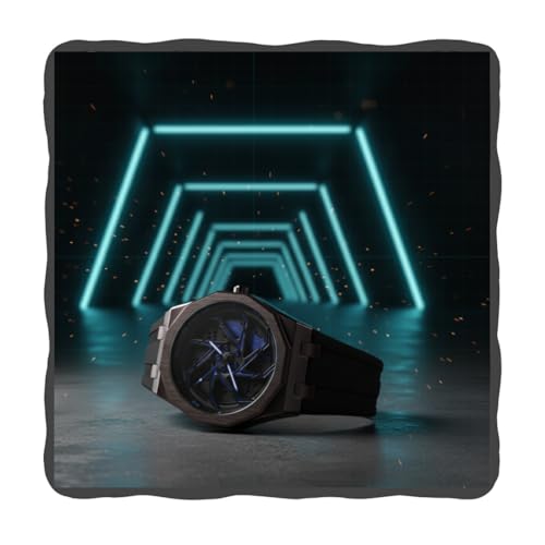 Image of ON TIME OCTUS Spinning Car Wheels Gyro Men's Sport Watch| Rotating Wheel Dial Silicone Strap Analog Luxury Watches for Boy's and Men -MN-259