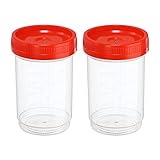 PATIKIL 150mL Probenbecher mit Deckel 2Pack Urinbecher mit Schraubverschluss Probebehälter Lecksicher Rot