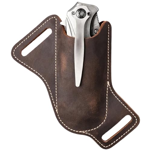 argtnayk 1pcs Etui Couteau, Etui Couteau Cuir, éTui De Couteau En Cuir Marron VéRitable, Protection Anti-Rayure Pour Couteau De Poche/Pliant, Fixation Sur...