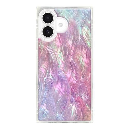 Image of FLAUNT Official Square iPhone 17 Case - Pink Mother of Pearl | Phone Cover for iPhone 17 - Compatible with MagSafe and Wireless Charging - Drop-Tested Shockproof Designer Hard Cover