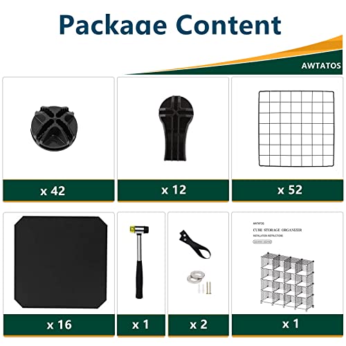 Awtatos Wire Cube Storage Organizer, Closet Organizers And Storage, Metal 16 Cube Storage Shelves Bookshelf, Portable Closet Clothes Organizer For Bedroom, Home, Office, Black #TOP7