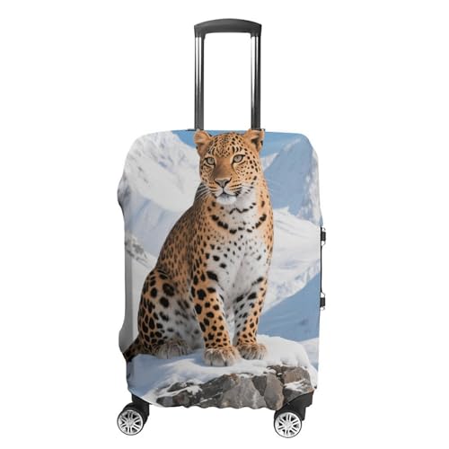 Snow Leopard Elastic Luggage Cover Suitcase Protector for 19-32 Inch Suitcases | Universal Stretchable Travel Bag Cover | Anti-Scratch, Washable with Zipper Closure XL
