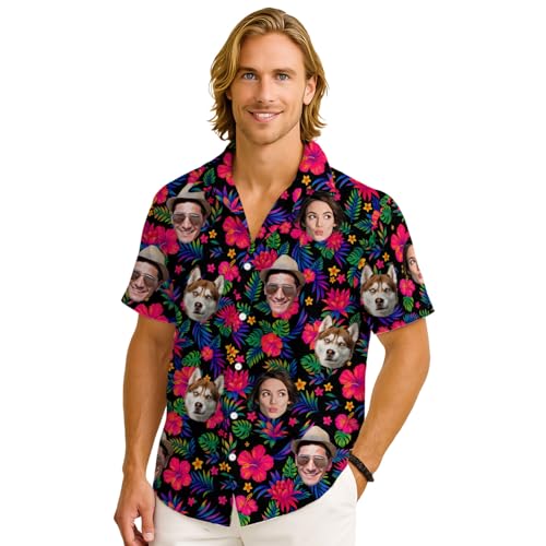 Personalized Hawaiian Shirt with Photo, Custom Hawaiian Shirt with Face, Custom Button Up Shirts for Men 1