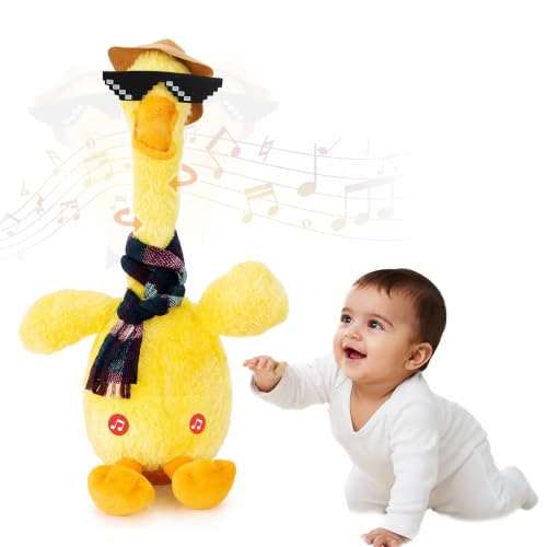Image of Kidology Talking Duck Toy for Kids |Interactive Toy -Dancing & Singing Musical Duck with LED Lights | Voice Repeating, Twirling Neck, and Funny Moves | Soft Toy for Baby Learning & Entertainment